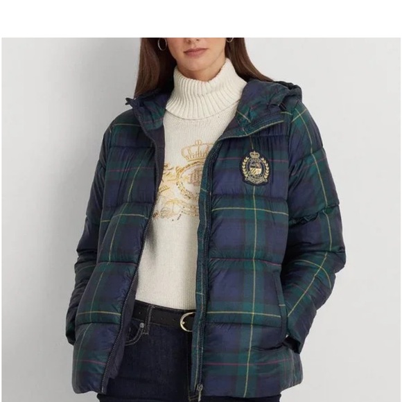 Ralph Lauren, Navy Plaid, Puffer Coat, Small, Never been worn - Picture 1 of 5